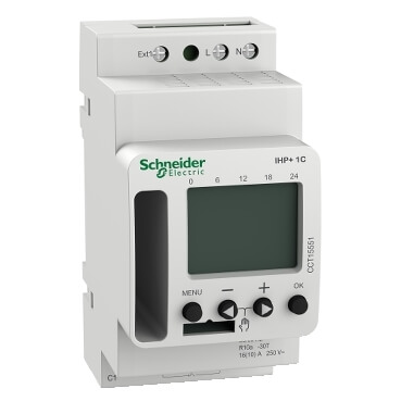SCHNEIDER ELECTRIC CCT15551 Int. Horario Digital IHP, 1canal 24h 7dias 4VA- 230VCA- contact