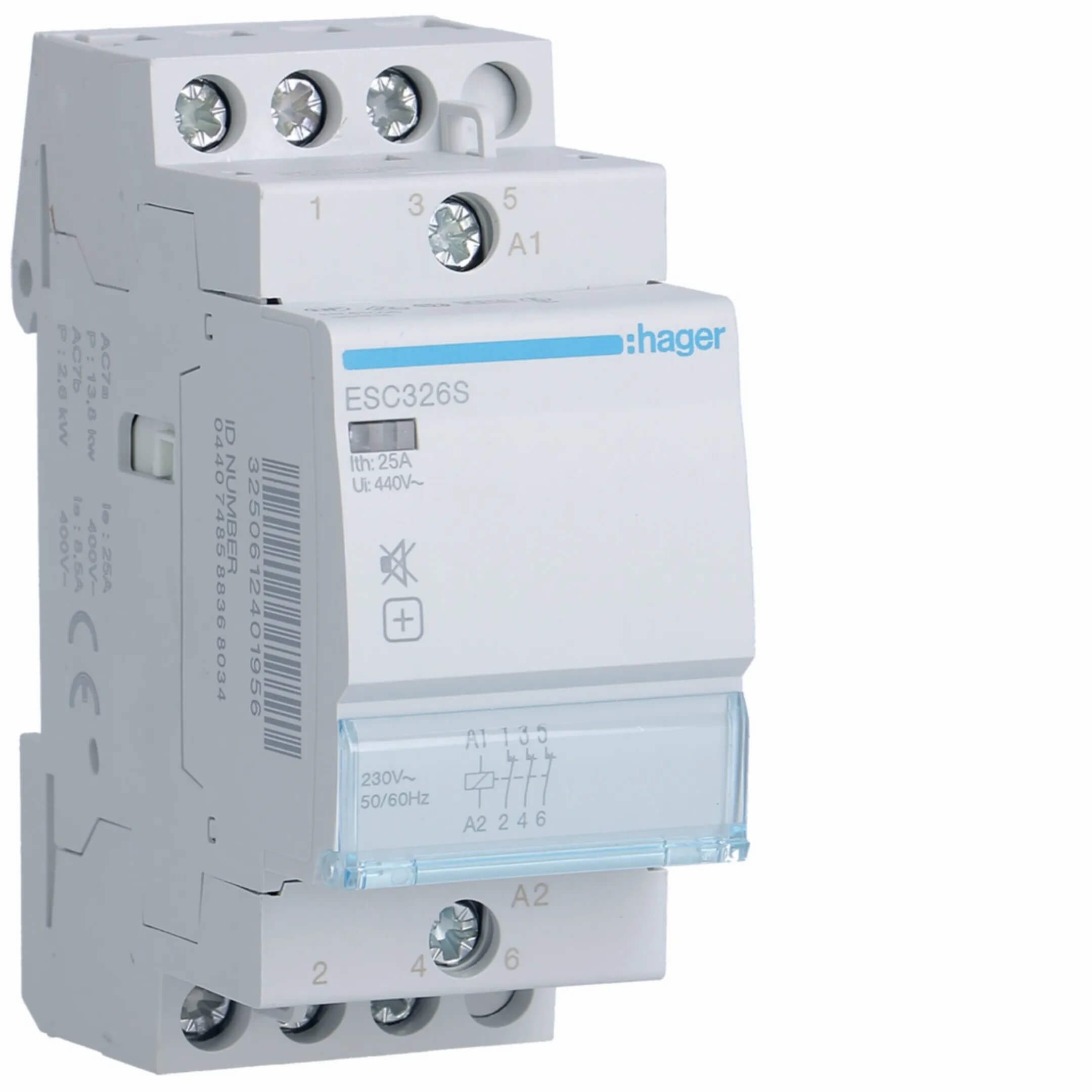 HAGER ESC326S Contactor silencioso 25A, 3NC, 230V u x cja: 1