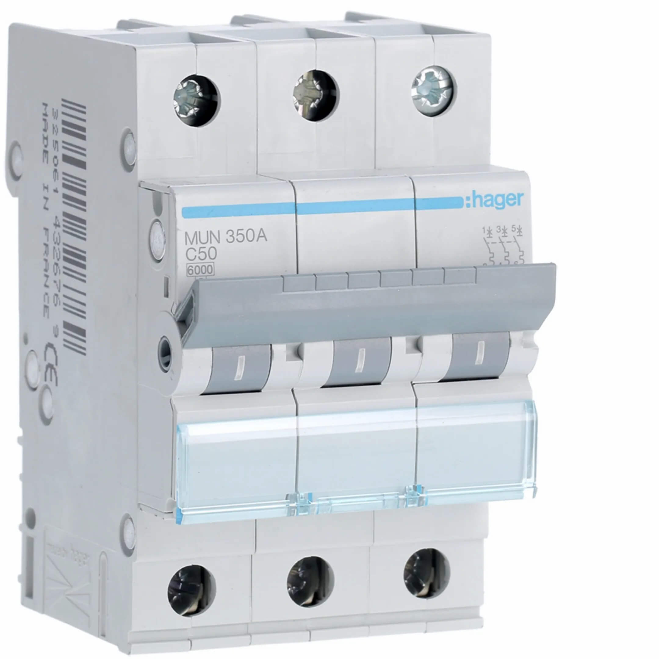 HAGER MU350A INTERRUPTOR AUTOMÁTICO MODULAR MCB 3P 6/10 KA C-50 A 3M